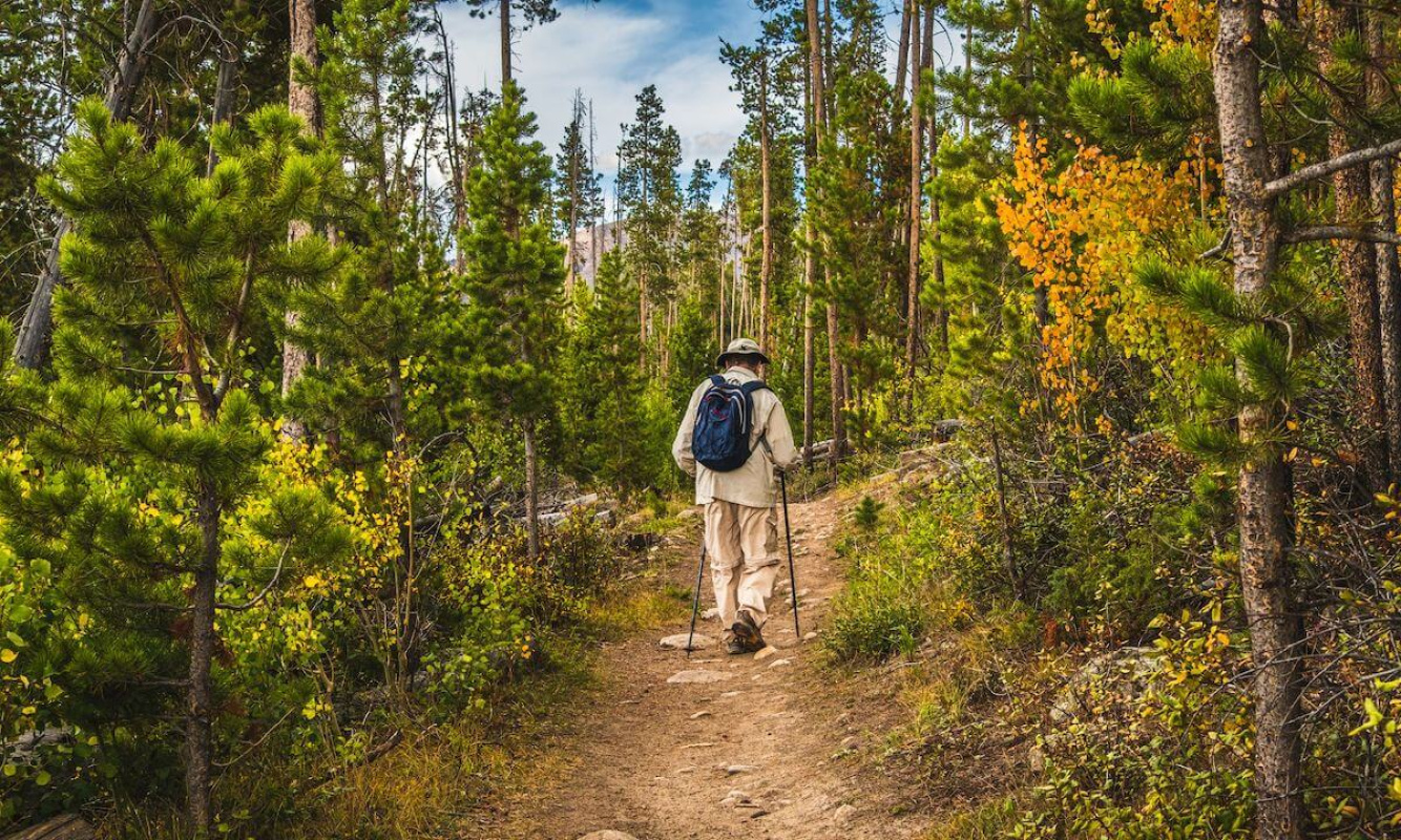 GPS Gerät beim Wandern im Herbst GPS Gerät beim Wandern im Herbst