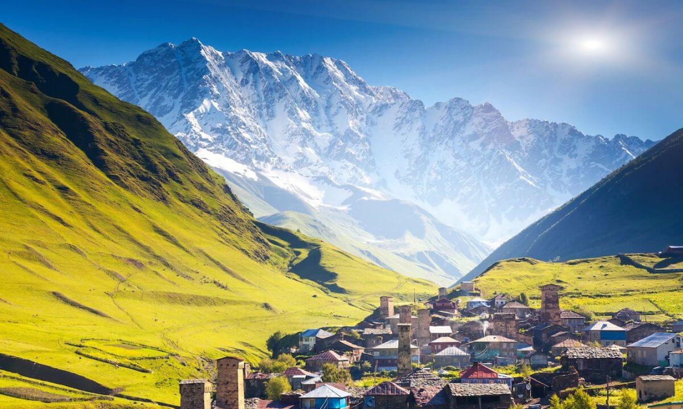 Das Bergdorf Ushguli in Georgien Das Bergdorf Ushguli in Georgien