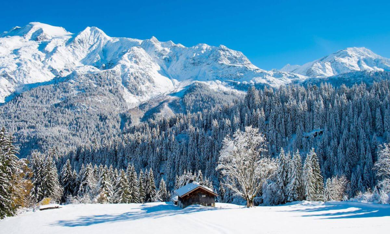 Der Winter in den Bergen oberhalb von Chamonix Der Winter in den Bergen oberhalb von Chamonix